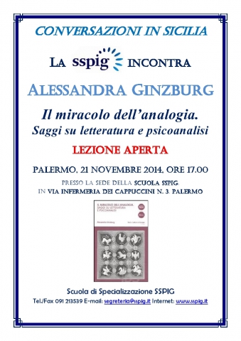 La SSPIG incontra Alessandra Ginzburg - Il miracolo dell’analogia. Saggi su letteratura e psicoanalisi
